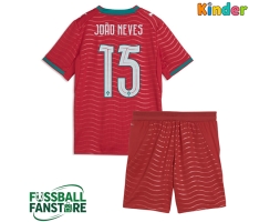 Portugal Joao Neves #15 Replik Heimtrikot Kinder WM 2026 Kurzarm (+ Kurze Hosen)